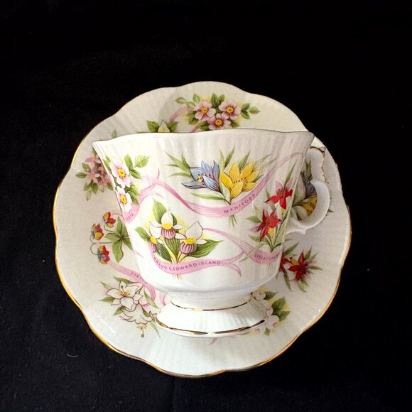 Royal Alberta Bone China Cup and Saucer - Our Emblems Dear - Picture 3 of 4